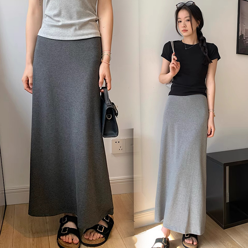 孕妇深灰色半身裙女夏季新款孕妇中长款包臀鱼尾裙长裙遮腿粗