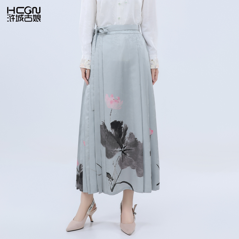 新中式国风裙子荷韵马面裙高腰显瘦a字裙夏天-BCL19739告白穿搭