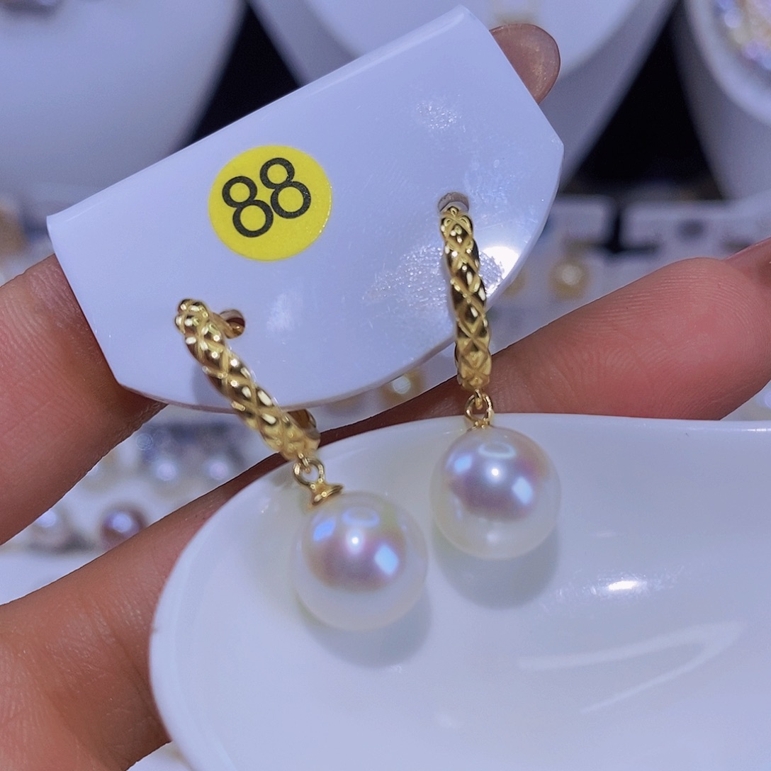 银S925镶嵌淡水珍珠耳饰