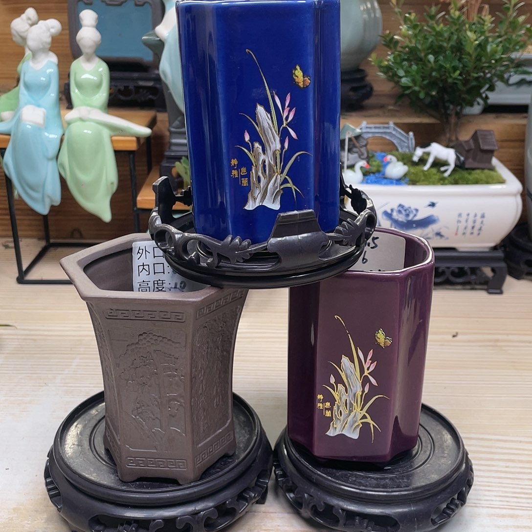 紫砂花盆陶瓷艺术花盆陶瓷