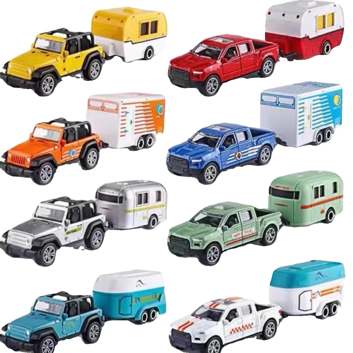 合金旅行房车运输回力小汽车男孩皮卡吉普车耐玩模型玩具生日礼物