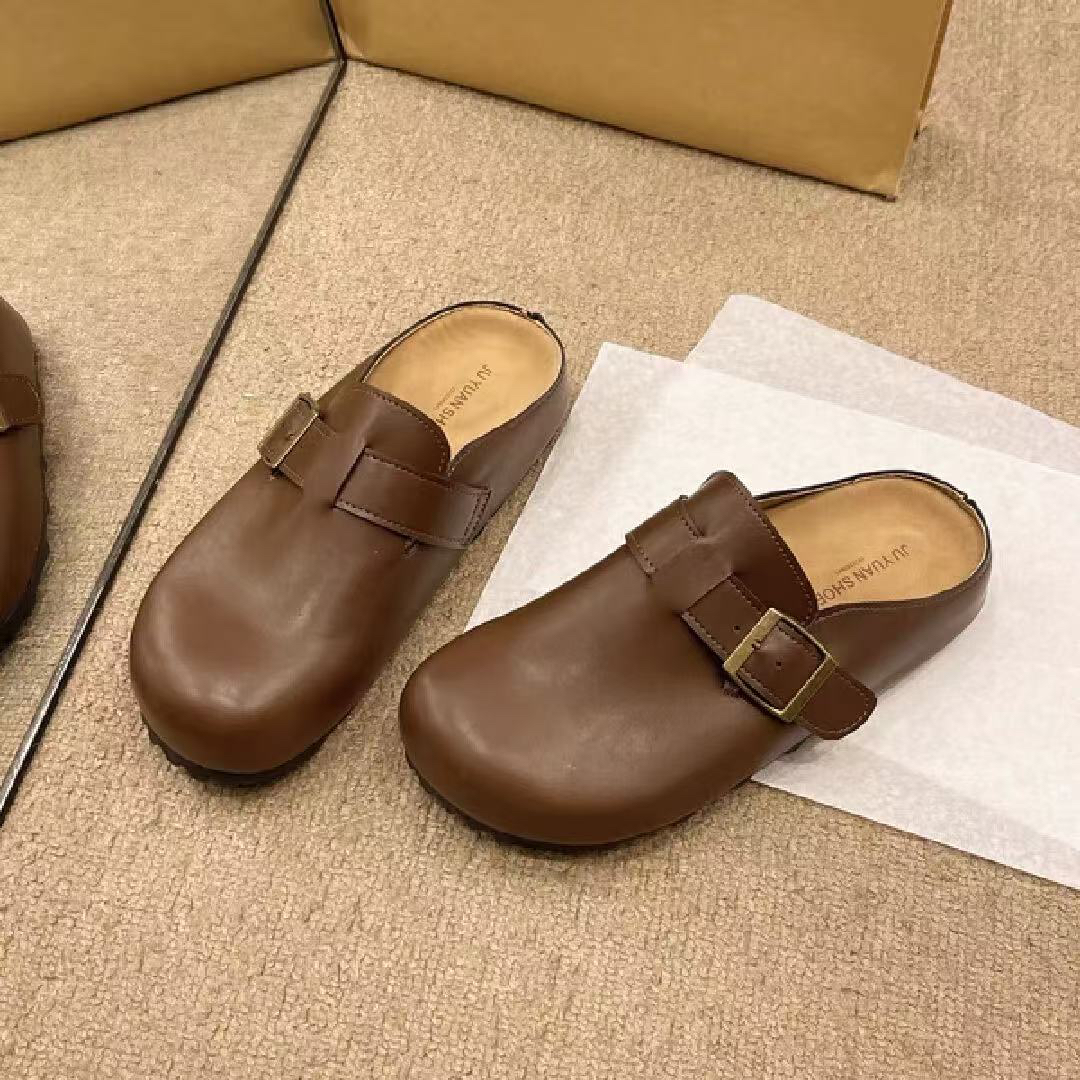 凉鞋半拖凉拖平跟修面皮