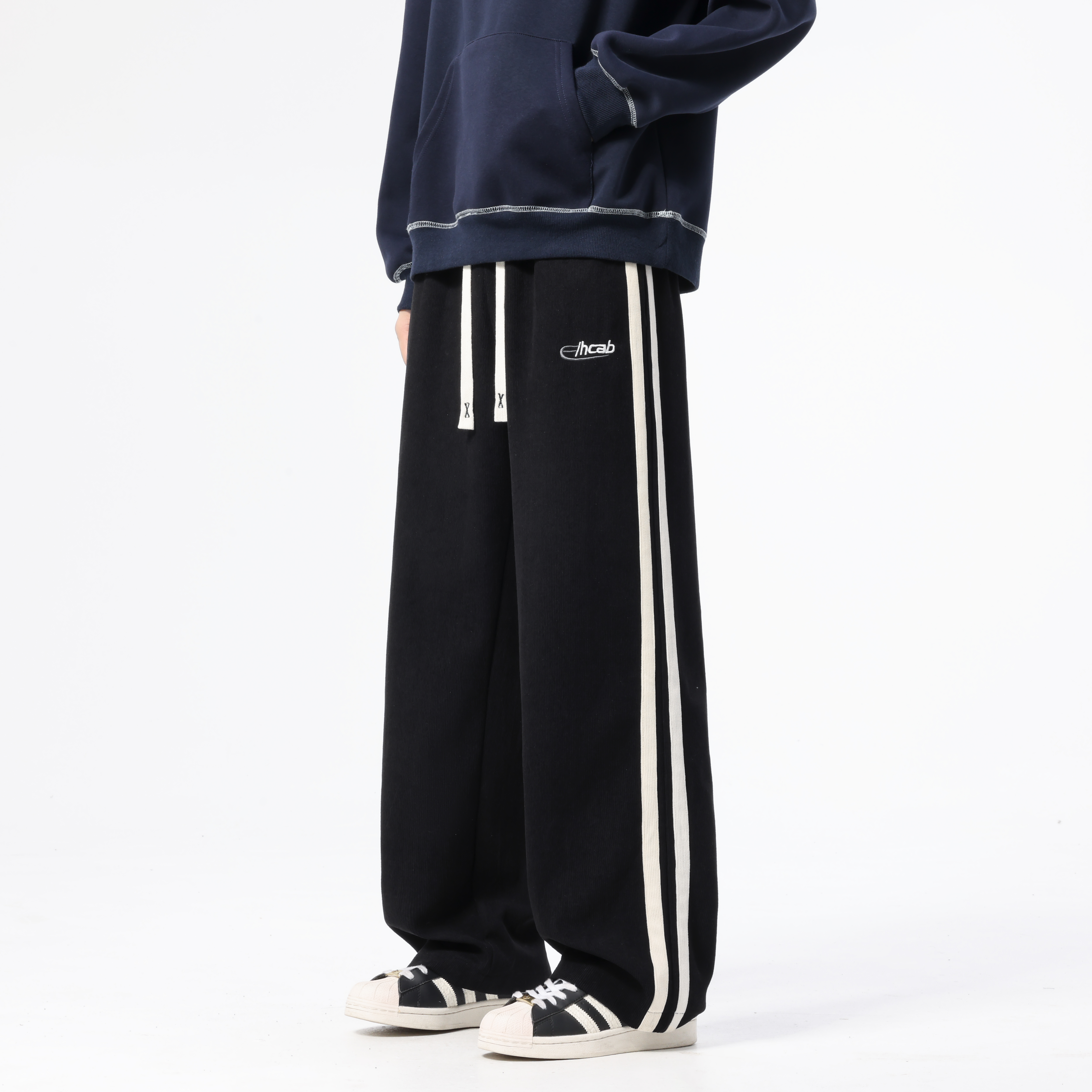 NINEDAO/玖岛秋冬款时尚潮流ins风美式休闲直筒裤子男士百搭卫裤