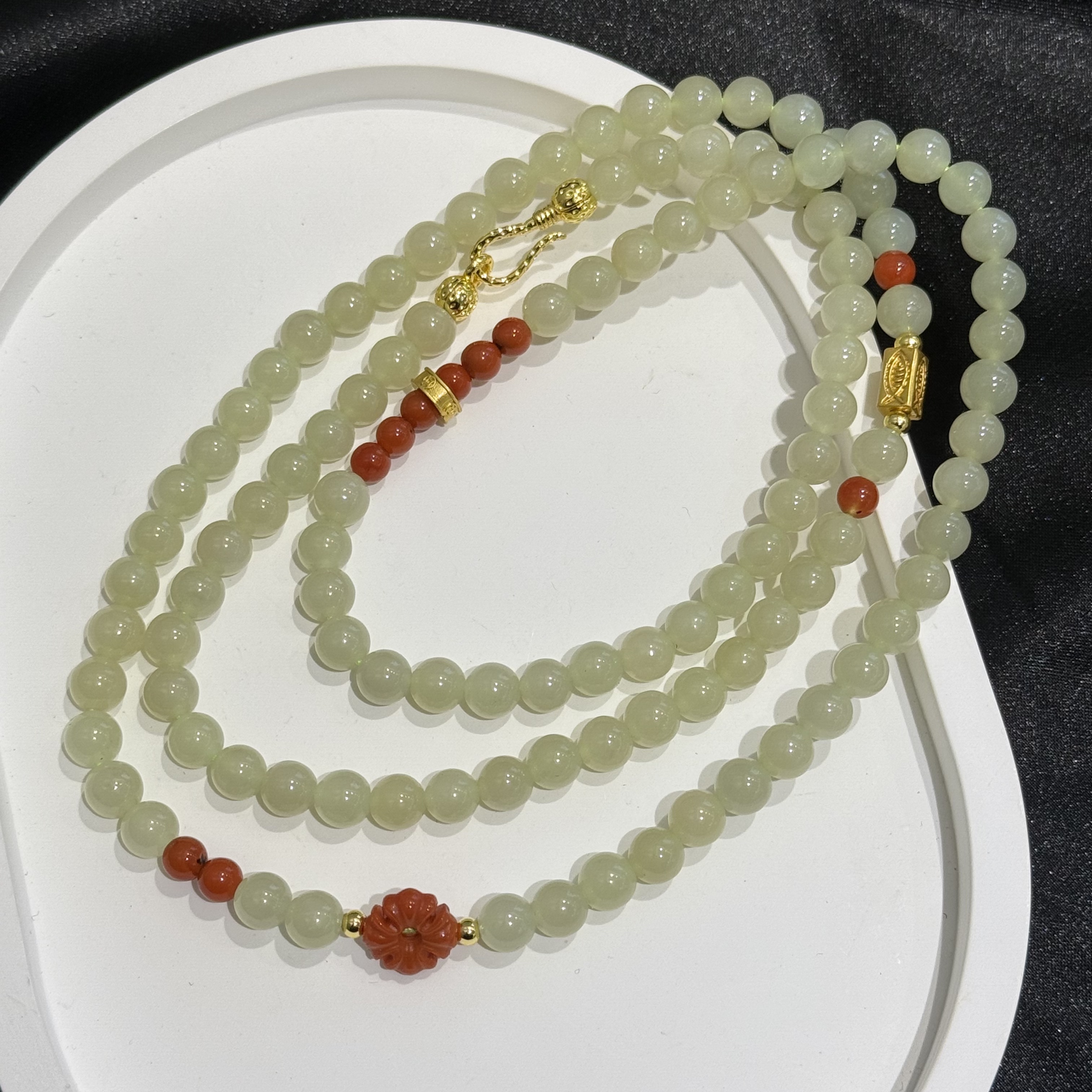 和田玉项链(多样性发一)珠径约5mm左右-HTY052