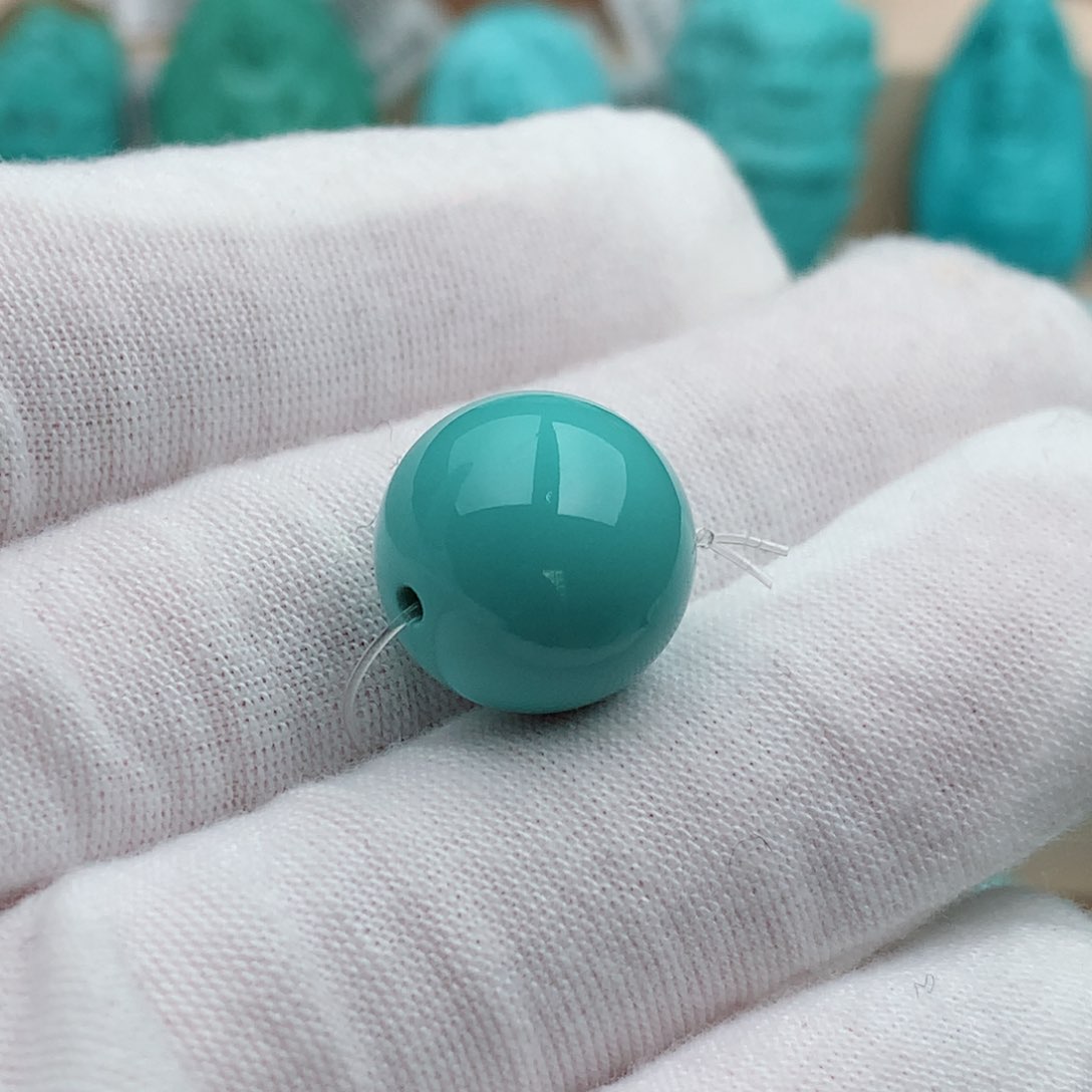 绿松石珠宝奇石未镶嵌14mm