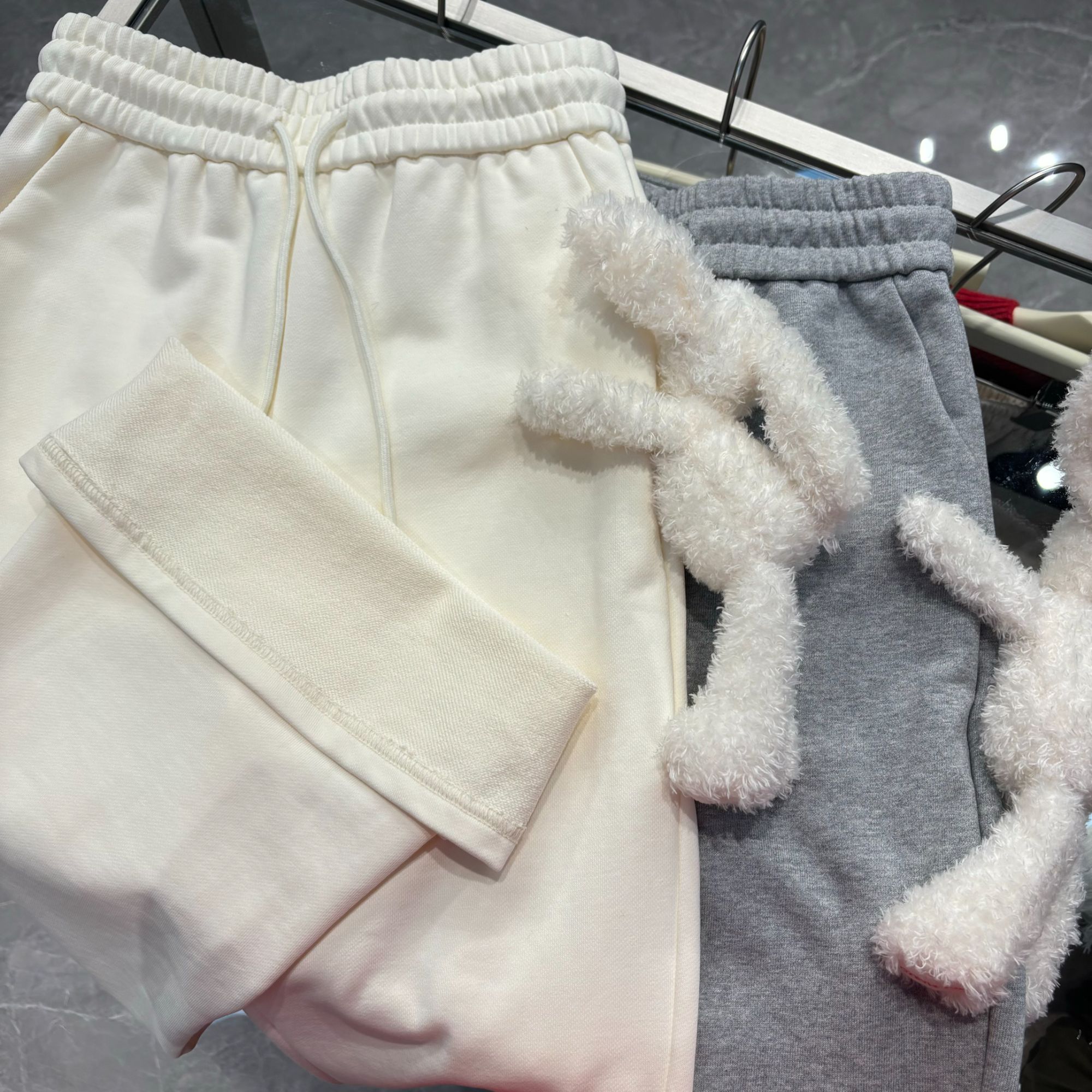 【YU·PP】（064）小众抽绳简约冰山灰加绒微喇显瘦休闲裤（P0139）