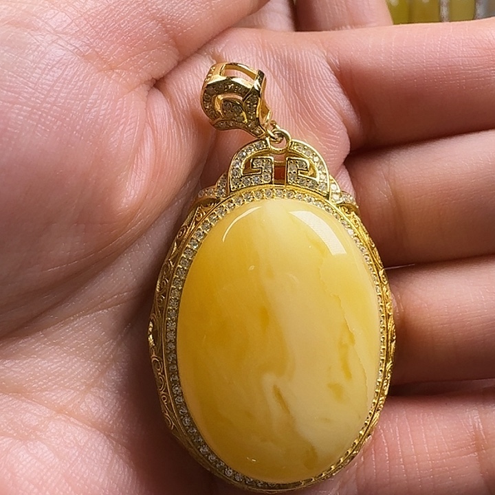 蜜蜡银S925镶嵌吊坠(不含链)吊坠