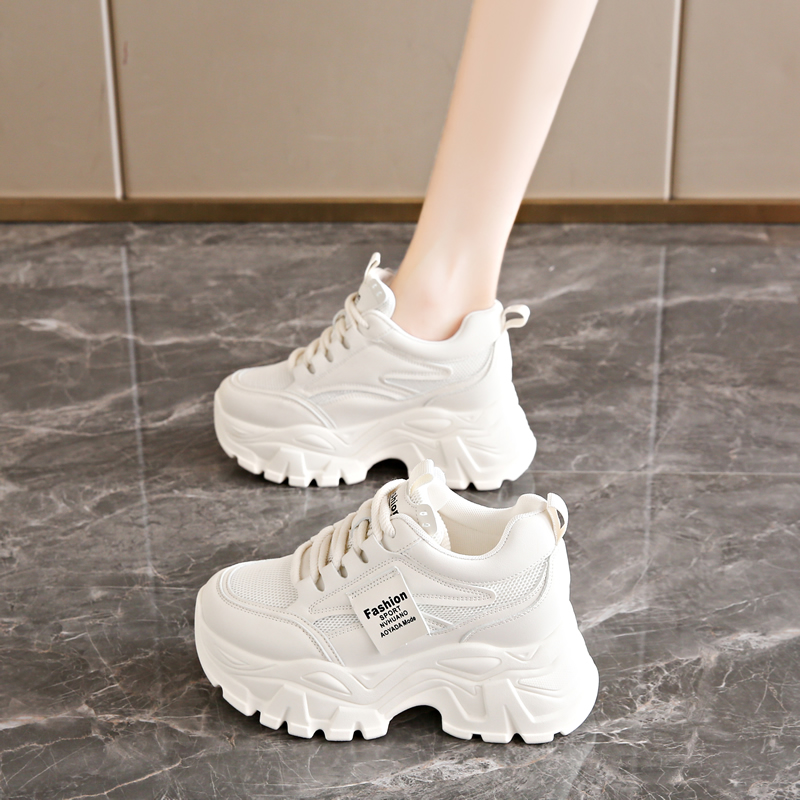 女士增高鞋8CM厚底韩版老爹鞋秋冬加绒休闲鞋坡跟防滑运动鞋棉鞋