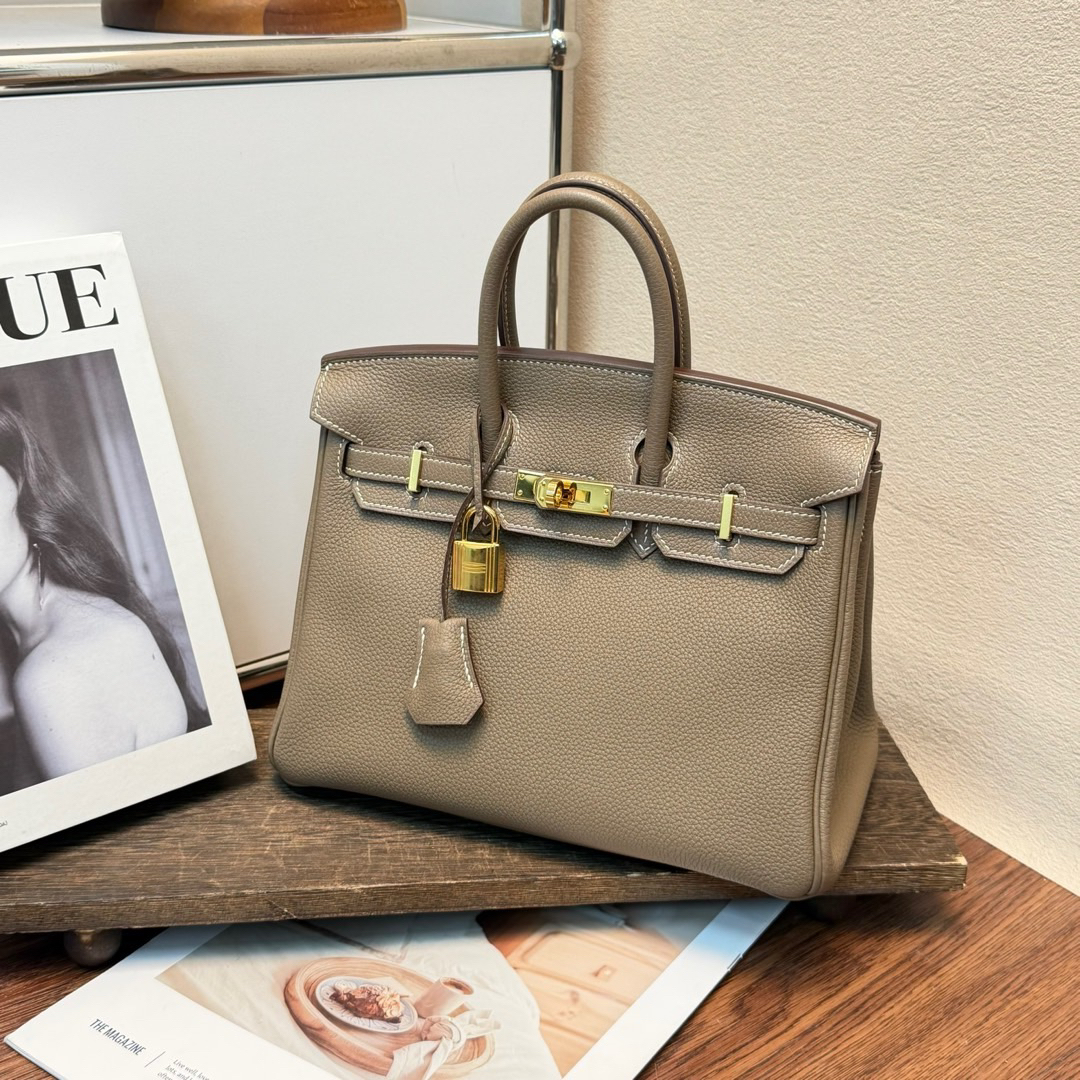 95新 Hermes/爱马仕 大象灰 金扣 togo皮 birkin25/675616697