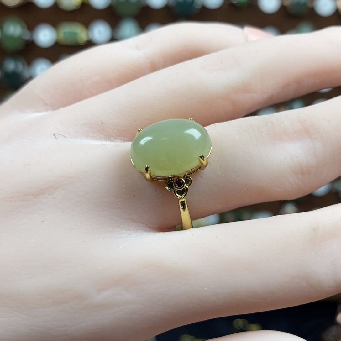 和田玉（青白玉）戒指合金