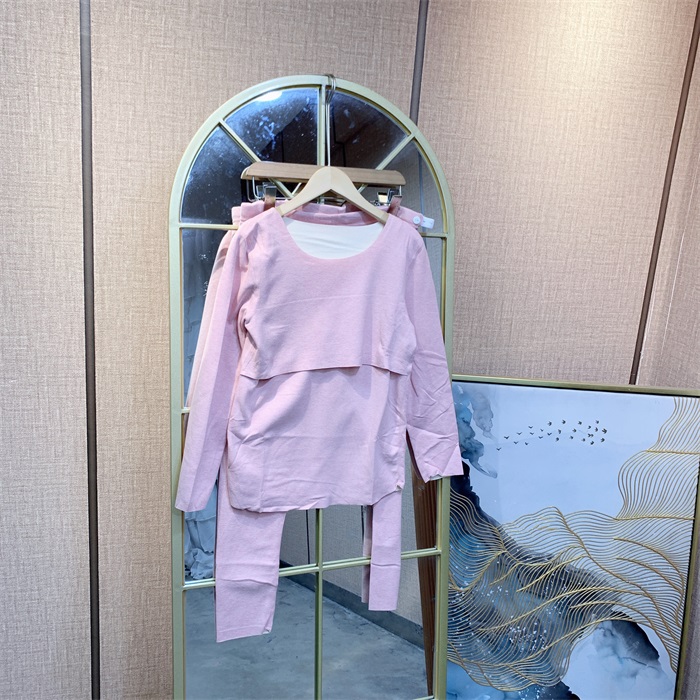 O239粉色孕妇德绒秋衣两件套L90-130XL140