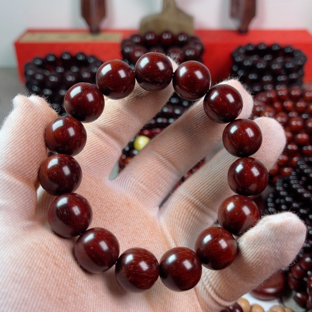 小叶紫檀手串/手链1.5高油密鱼鳞底