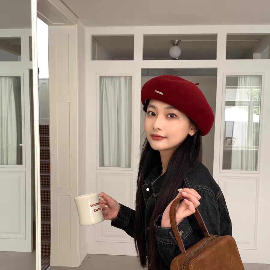 韩系高级感贝雷帽女秋冬季复古显脸小保暖百搭画家帽气质