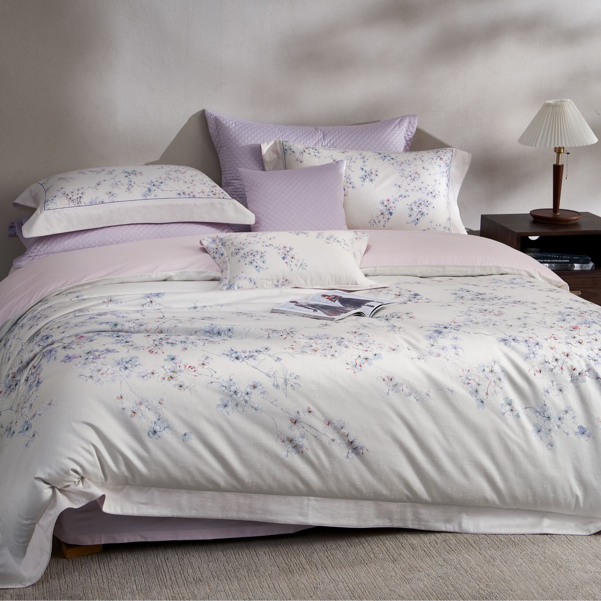 杨岚推荐 国民品牌 暮春 长绒棉 超细磨绒 提加印 梅花 四件套