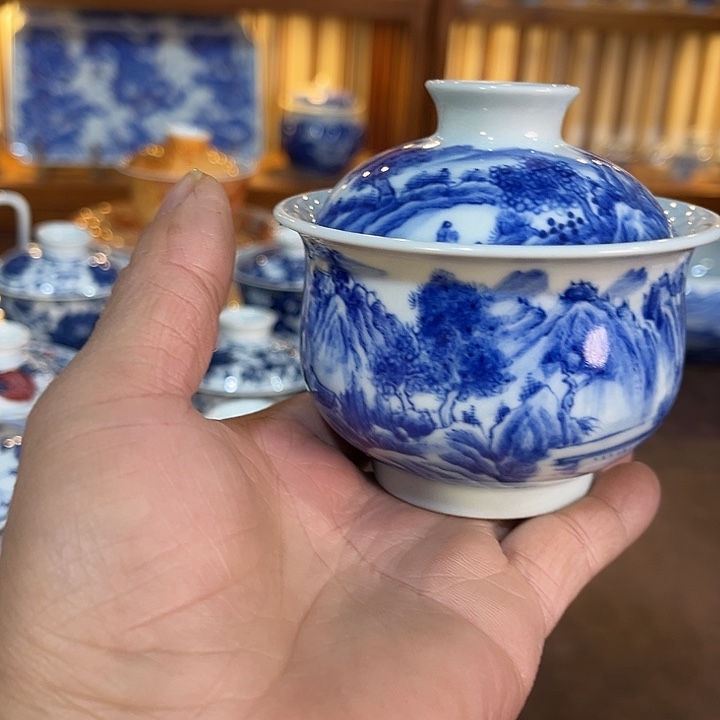 錡镇堂手工手绘盖碗