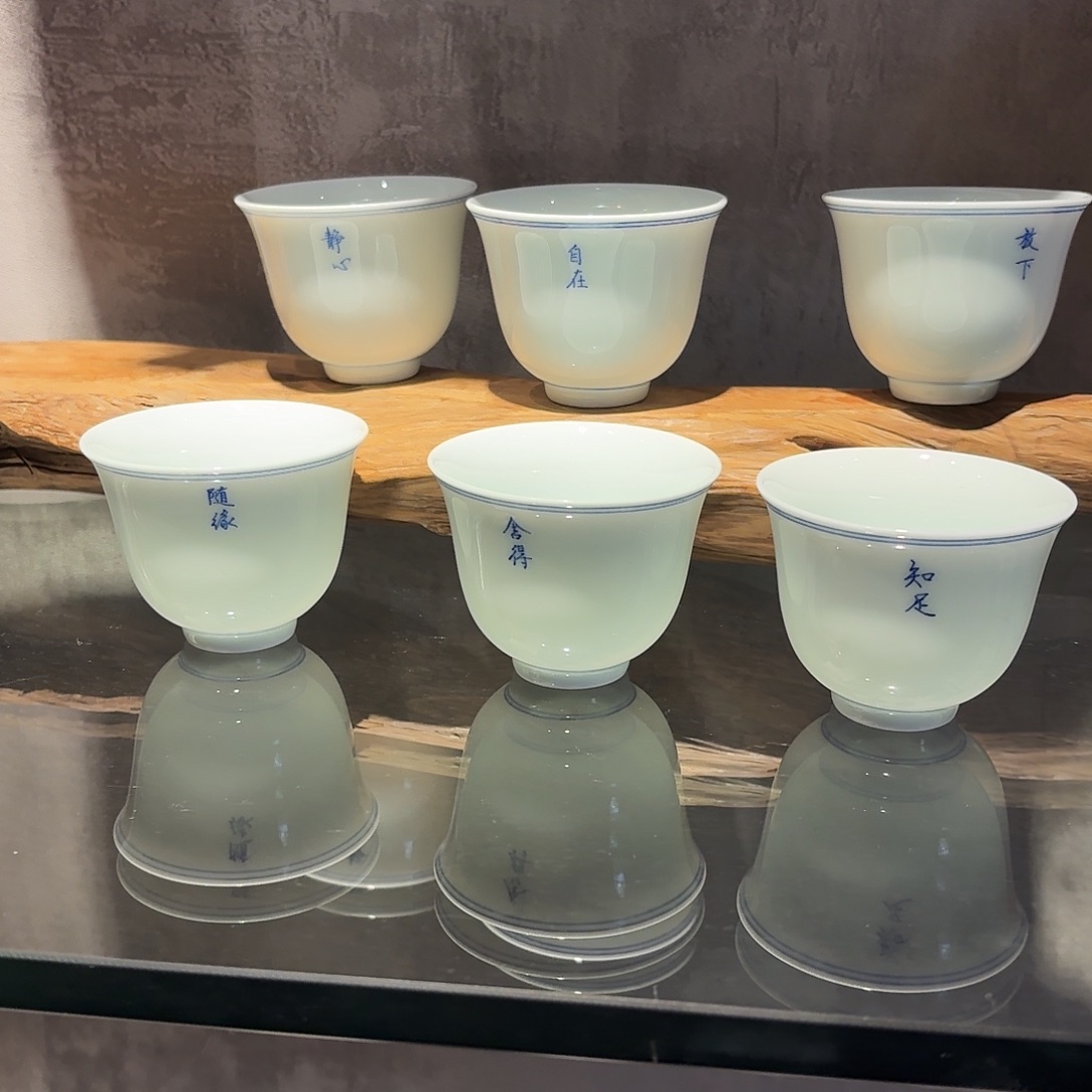 景德镇陶瓷手绘主人杯整套