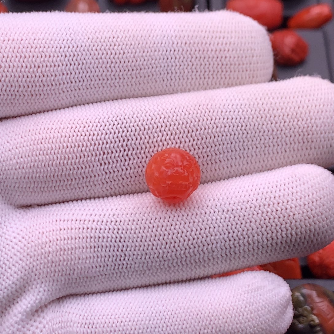 南红玛瑙未镶嵌南红精工雕刻貔貅圆珠11mm+