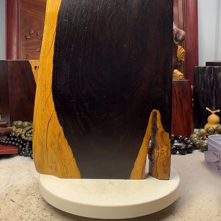 风***祥木千年乌木紫光檀底座