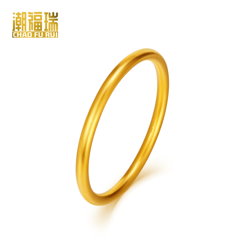 古法素圈圆棍足金手镯经典传承手镯三金五金【黄金源头工厂计价】