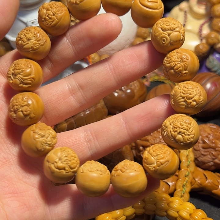 橄榄核手串/手链猴头浮雕钟馗