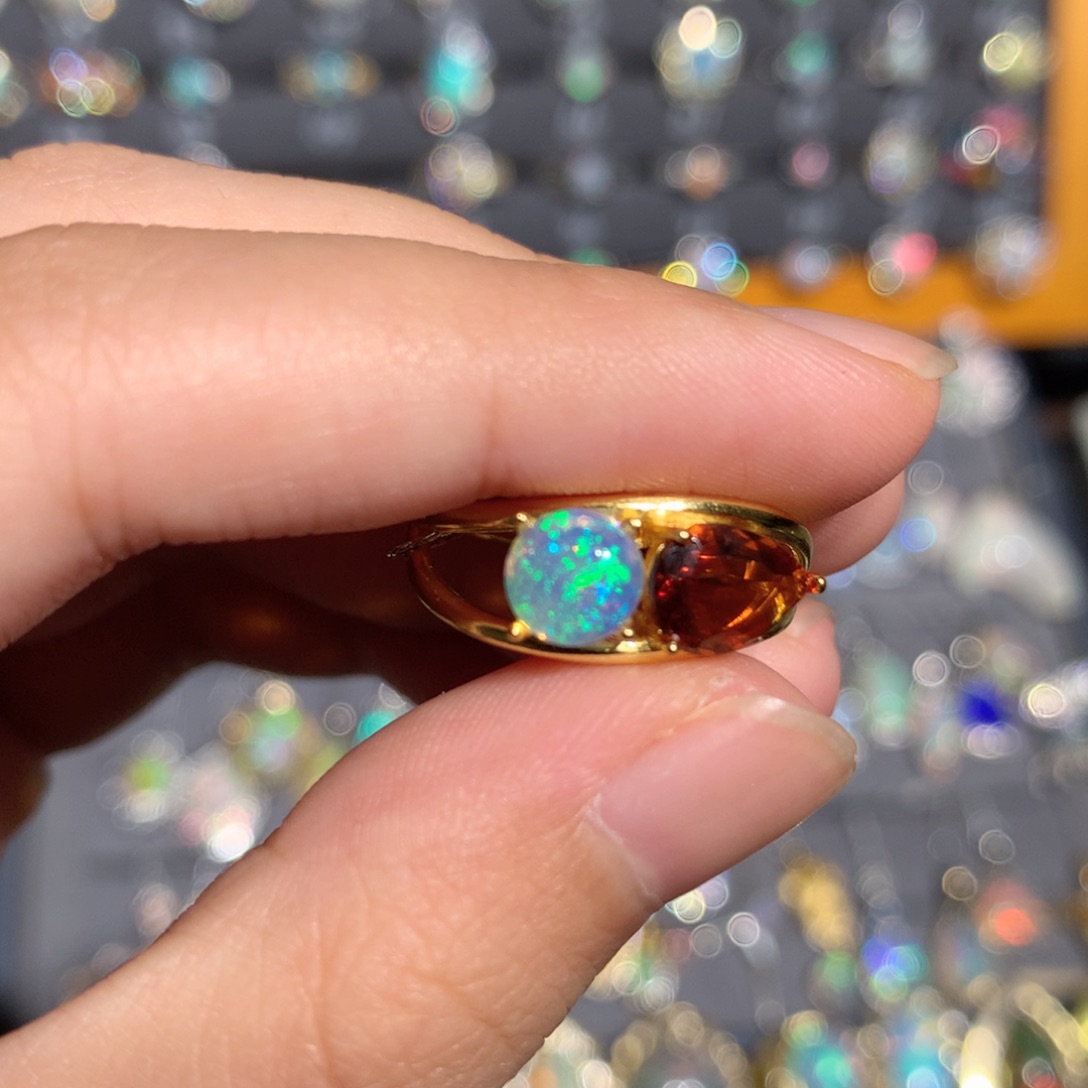 银S925镶嵌欧泊欧泊戒指y