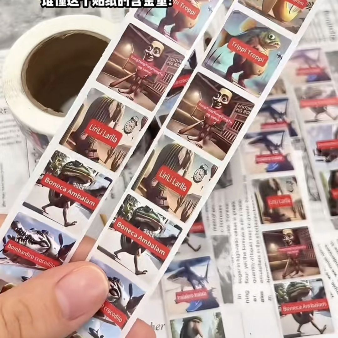 500贴外国山海经抽象沙雕卷卷贴纸意义不明创意贴画手账平板装饰