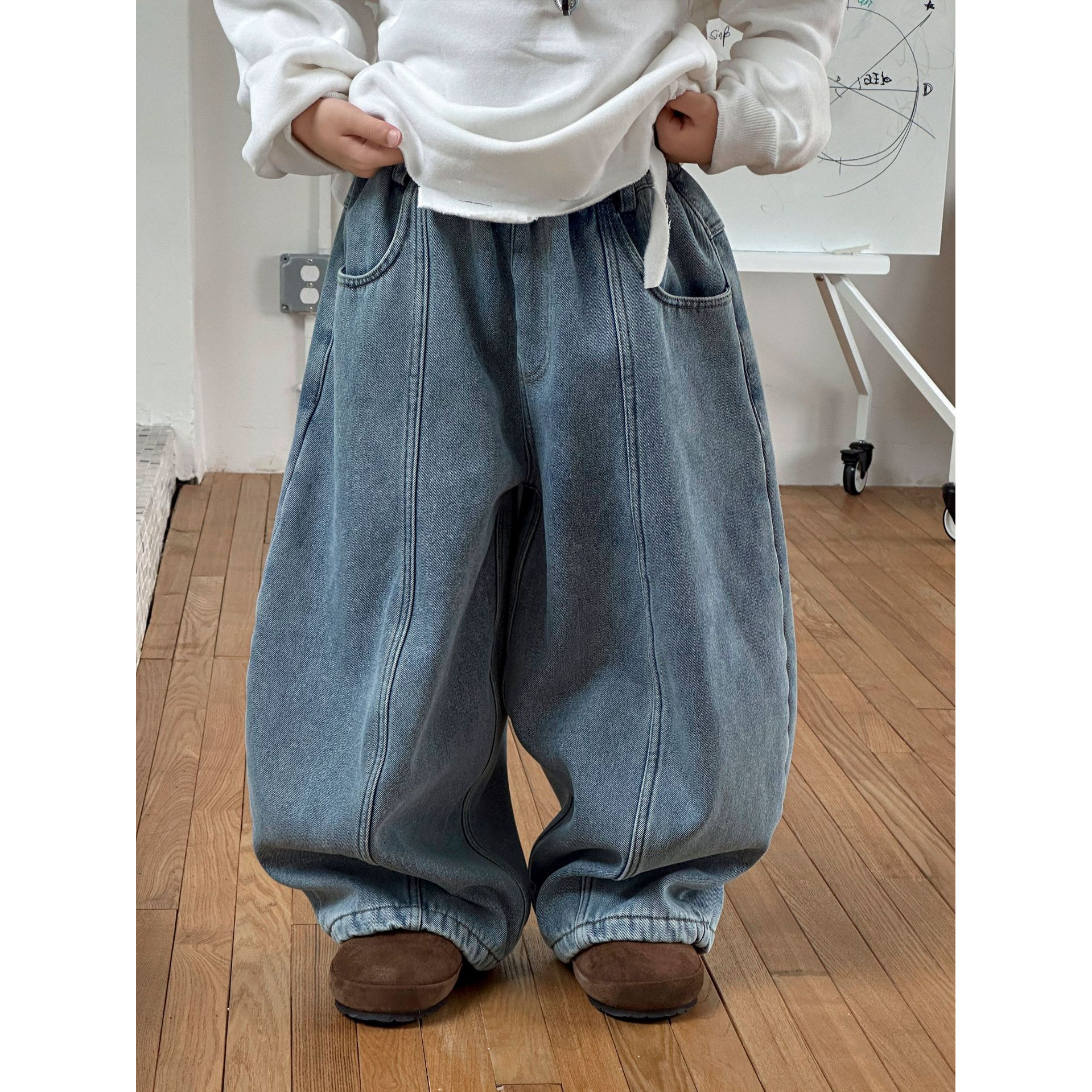 男童加绒牛仔裤韩版2025秋冬季新款儿童加厚长裤一体绒宽松裤子潮