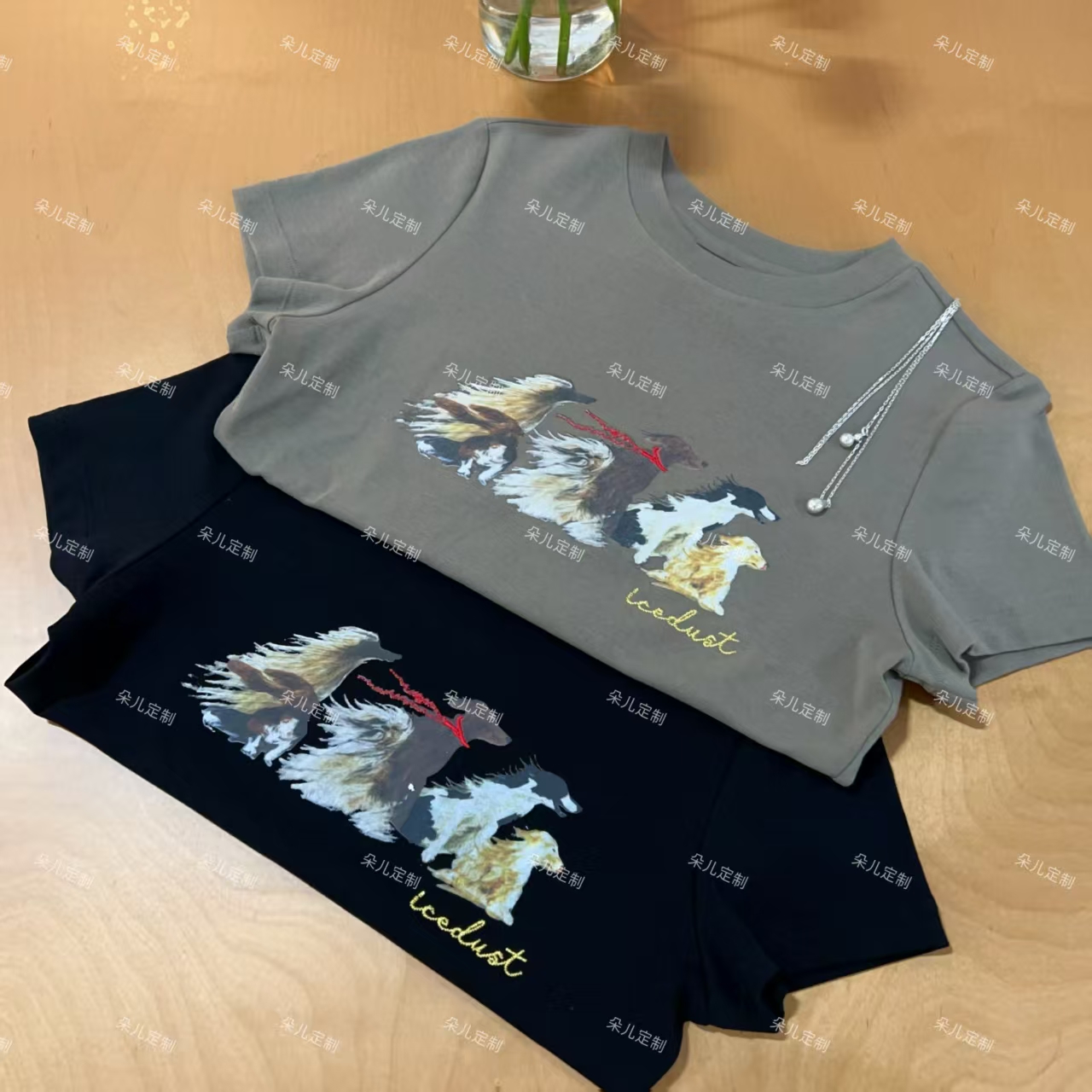 朵儿定制 【吹风小狗】夏季圆领莱赛尔吹风小狗短袖 KA92