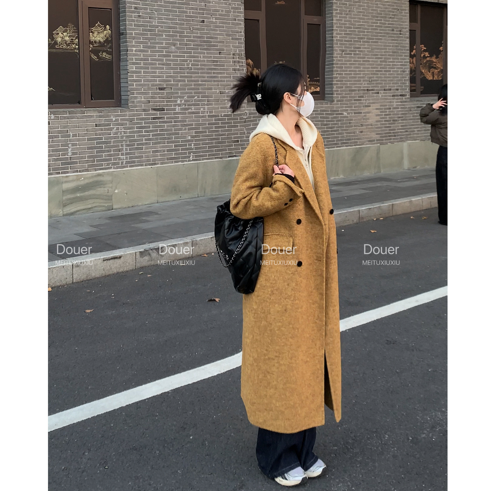 【韩系大衣】西装领中长款双面呢羊毛大衣冬季新款宽松显瘦外套百搭