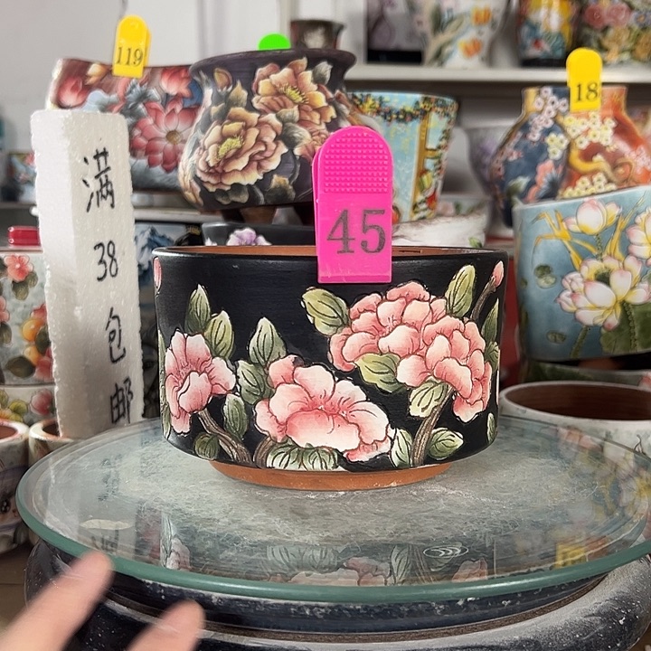 满38包邮 景德镇幸运花盆