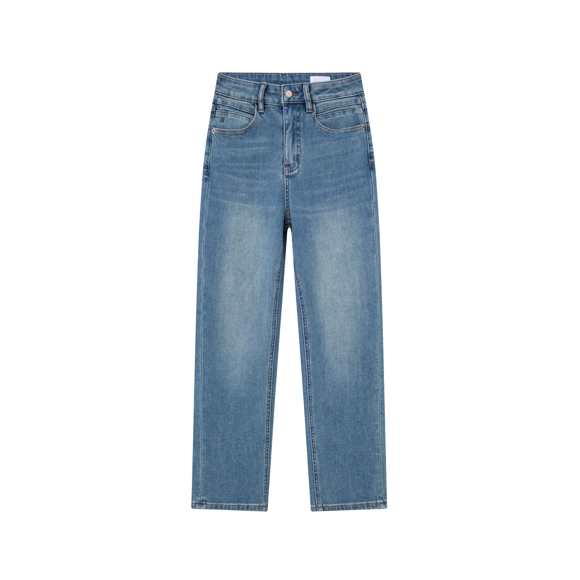 极简风中腰牛仔潮流九分烟管裤蓝色