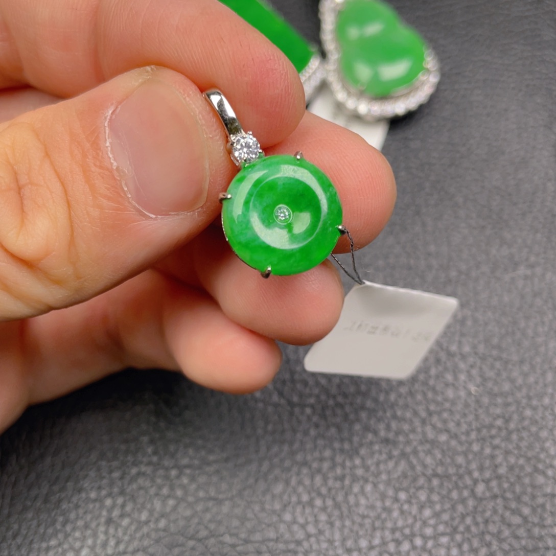 翡翠银S925镶嵌吊坠(不含链)