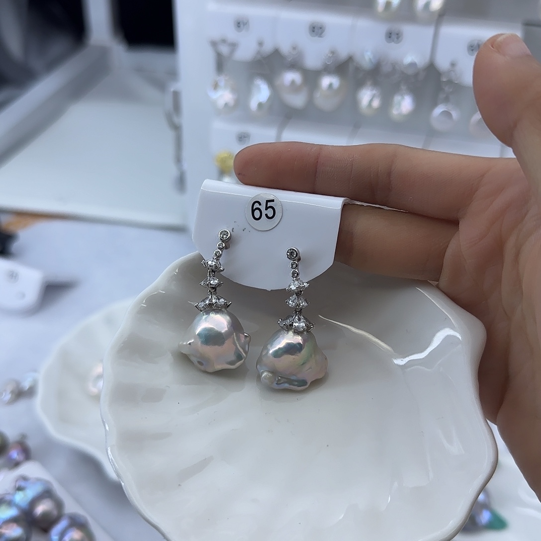 朵***花耳饰淡水珍珠银S925镶嵌