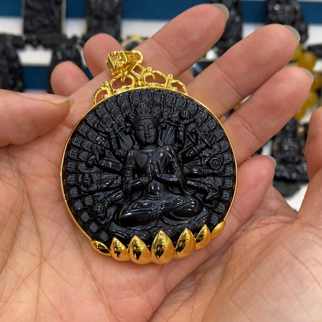 开***1蛇纹石玉银S925镶嵌吊坠