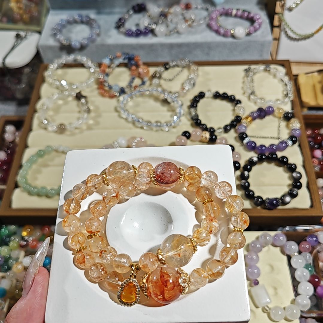 水晶合金手链芬达胶花水晶手链