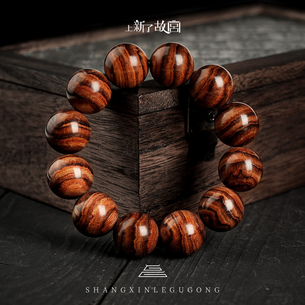 【上新了文玩优选】海南黄花梨20mm虎皮纹单圈手串