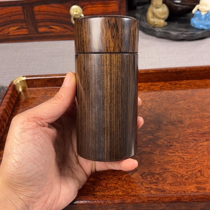 贡木紫光檀茶叶罐