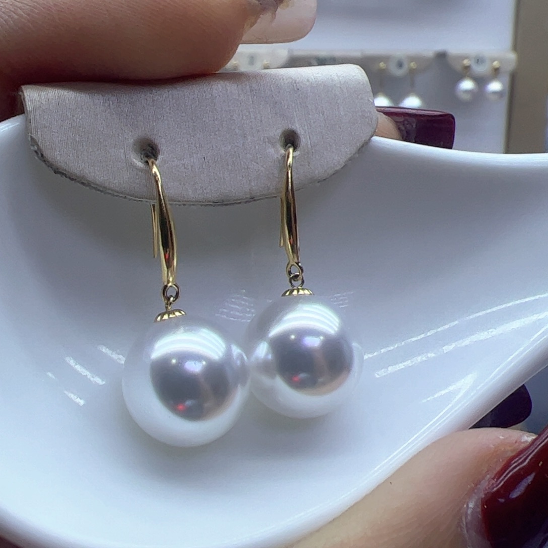 淡水珍珠耳饰18K金镶嵌