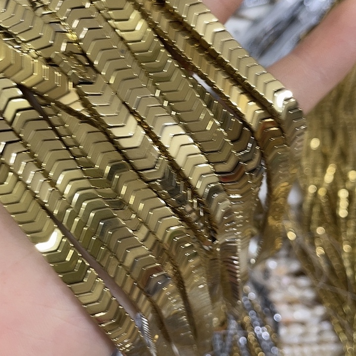 贝壳非金属一条金色大号鱼骨链