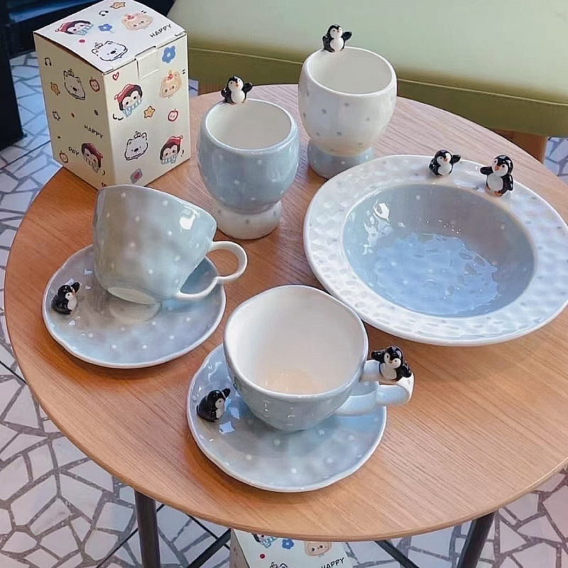 大美陶瓷 |企鹅餐具草帽盘高温瓷釉下彩泡面碗家用意面菜饭盘