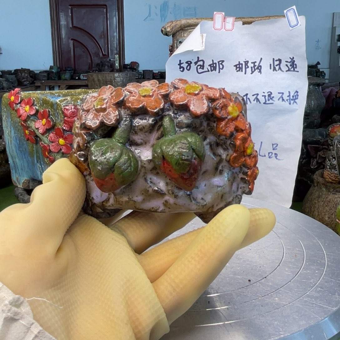 红陶粗砂陶瓷花盆