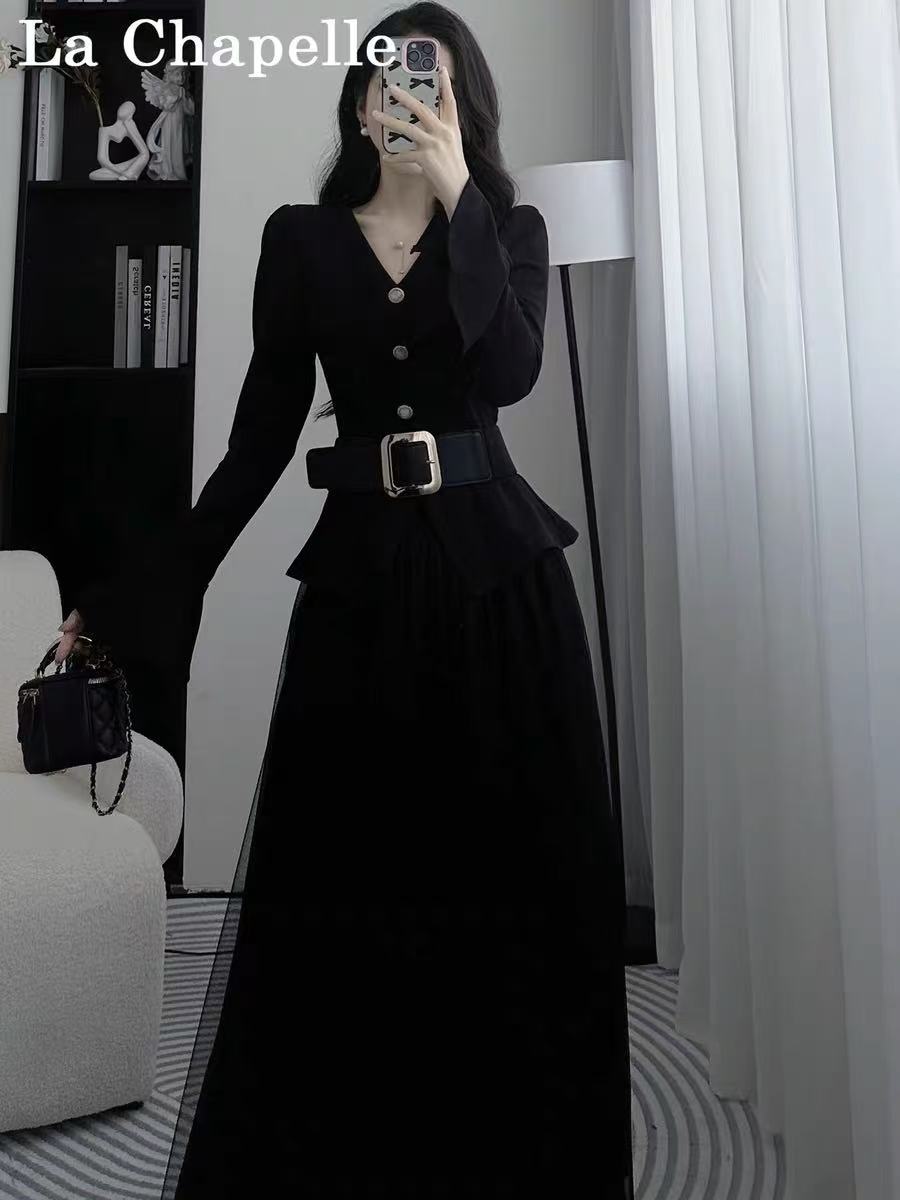 长裙秋冬复古通勤风时尚套装裙子修身轻职风女装收腰