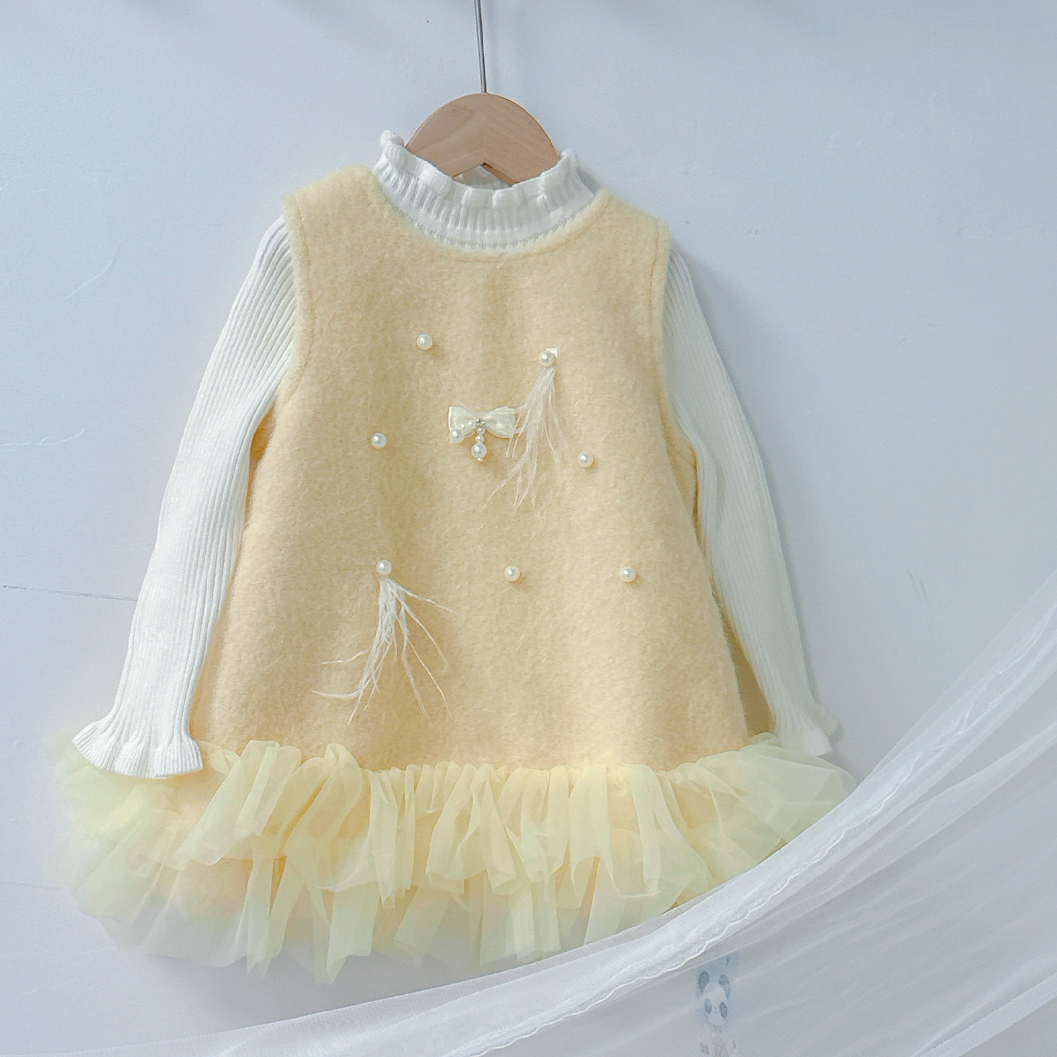 she is rainbow 2025冬季纱裙套头汉服半裙女加绒宝宝公主背心