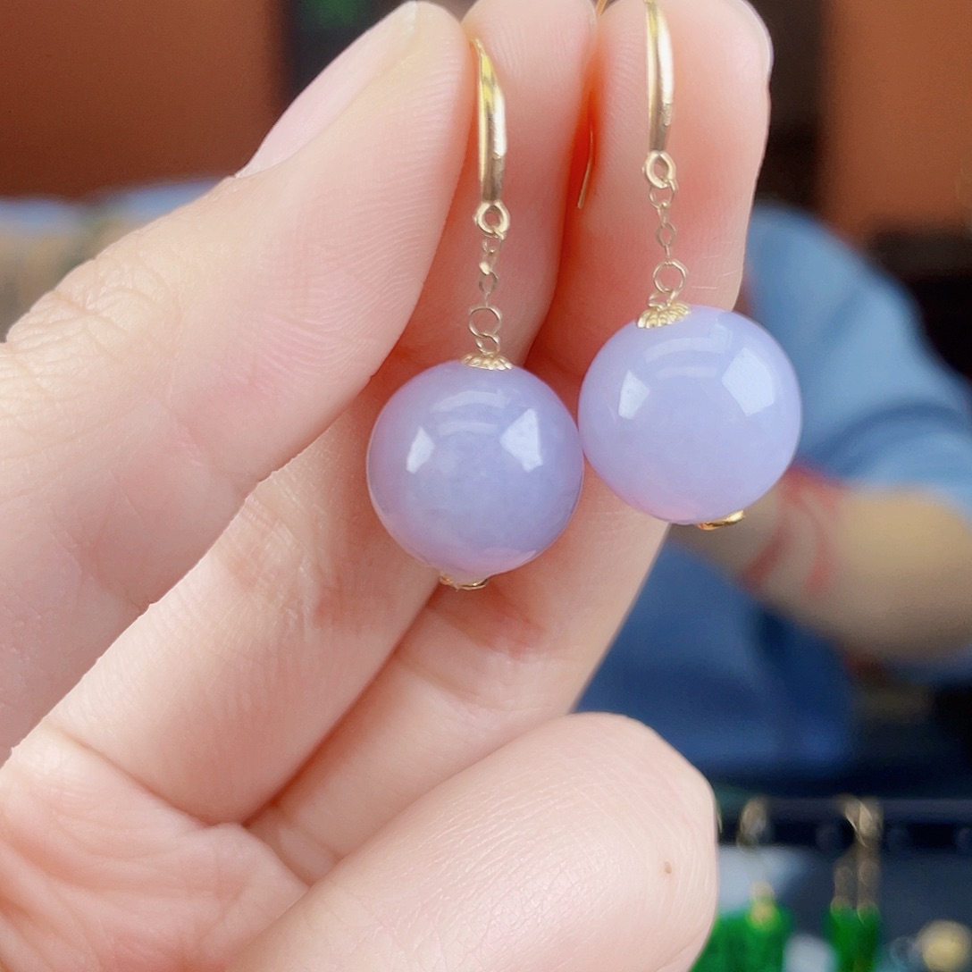 翡翠18K金镶嵌耳饰