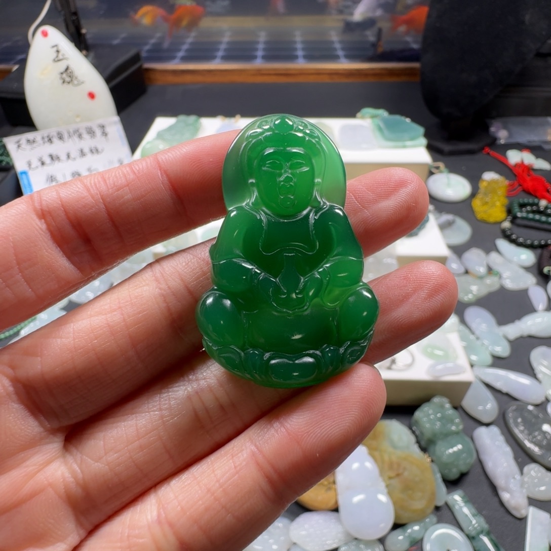 一***心玛瑙/玉髓未镶嵌吊坠(赠链)观音吊坠