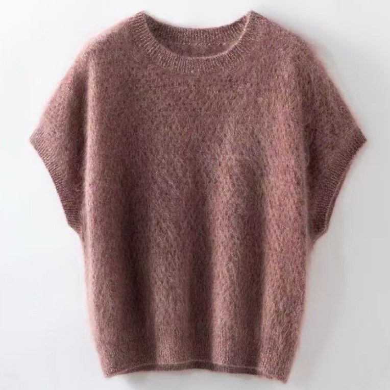 女士拉绒圆领羊绒背心