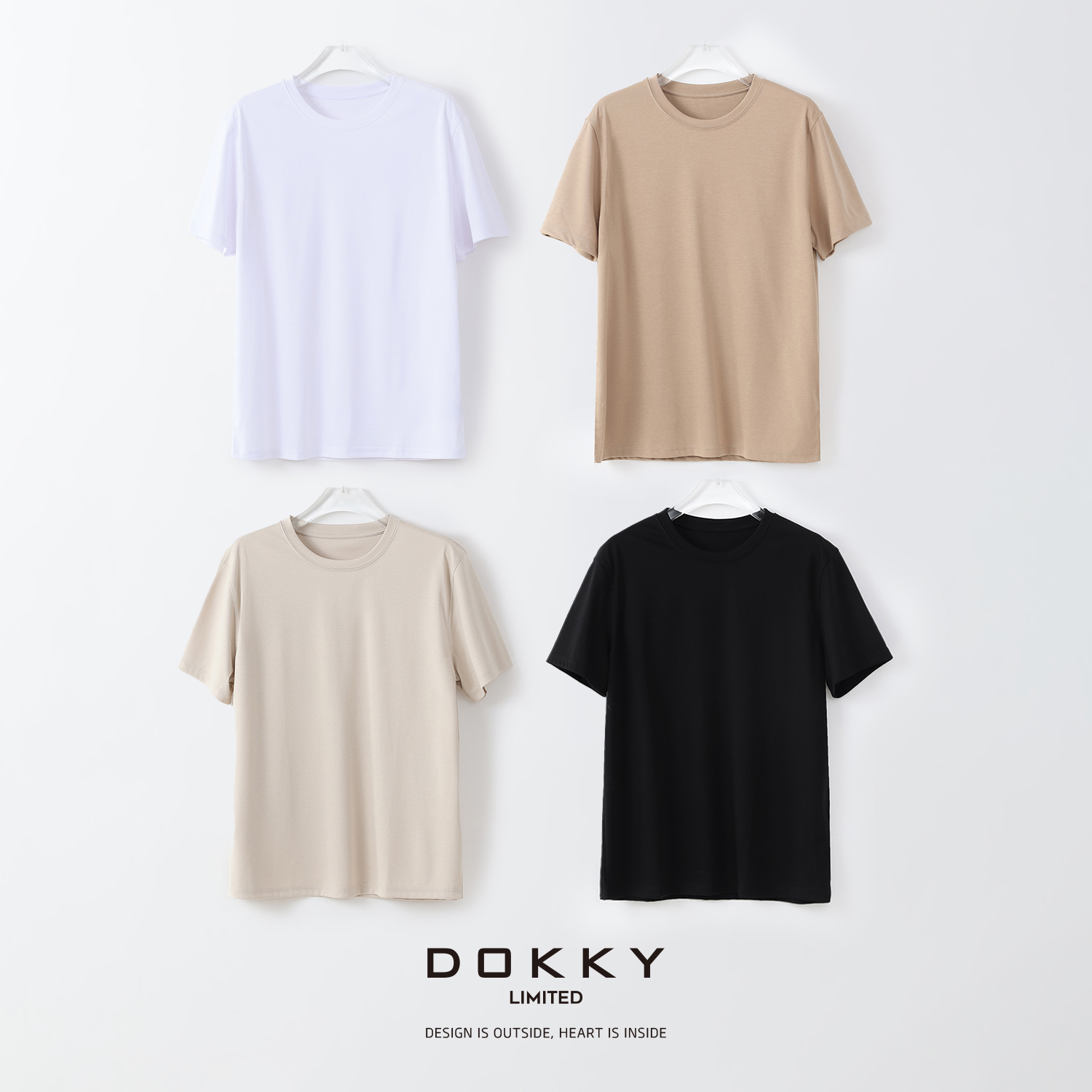 Dokky「男装-2.0匹马塔尖T.紫标」高定醋酸莫代尔棉.男士纯色T恤