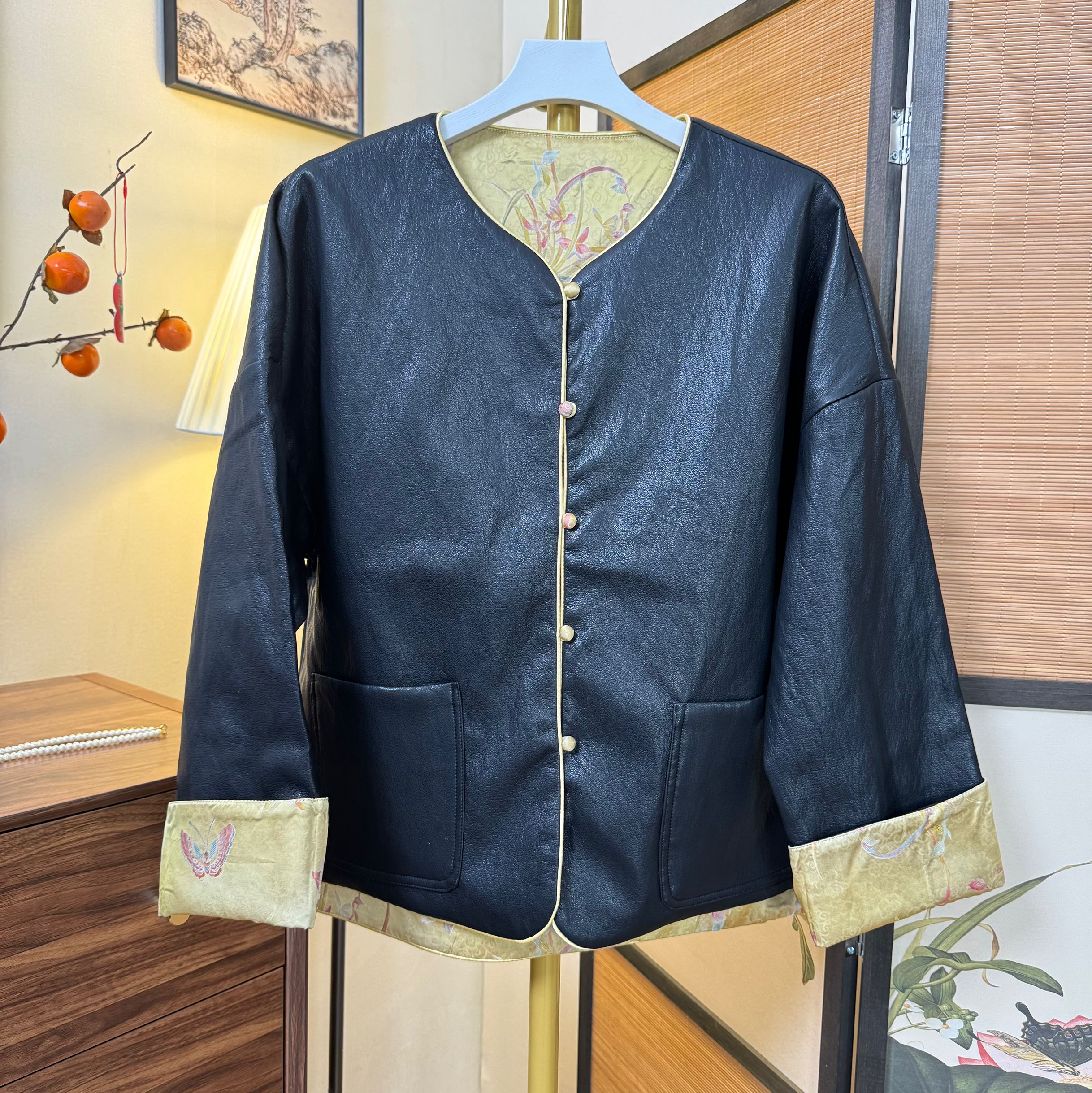 薄款直襟复古长袖长款常规款上衣常规新中式时尚外套