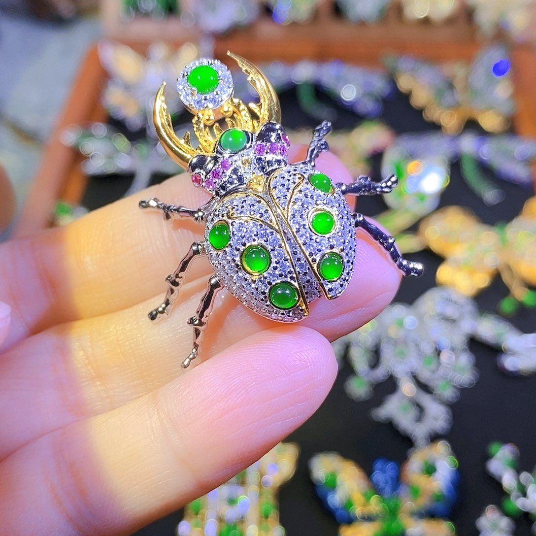 吊坠(不含链)银S925镶嵌翡翠