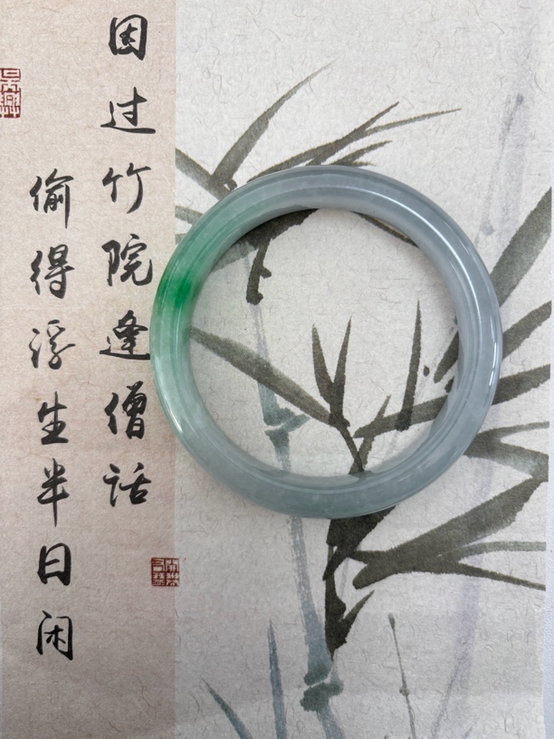 X534-五六加冰透一口翠缅甸翡翠手镯